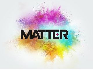An image of the logo associated with a Bungie trademark filing for Matter. The logo features the word Matter in a conjoined font with a powder-textured explosion of rainbow colors behind.