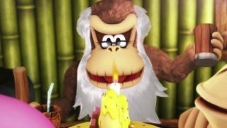Cranky Kong looking at a cake Nintendo