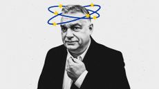 Viktor Orban with EU flag stars spinning round his head