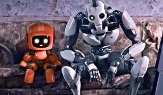 Love Death and Robots two robots sitting on a couch