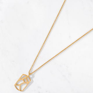 ethical jewellery: gold maze pendant on a chain