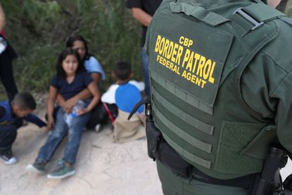 Asylum seekers with the Border Patrol.