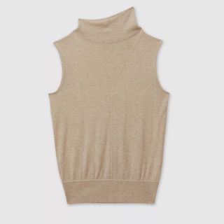 Reiss Harper Slouch Neck Wool Knit Sleeveless Top