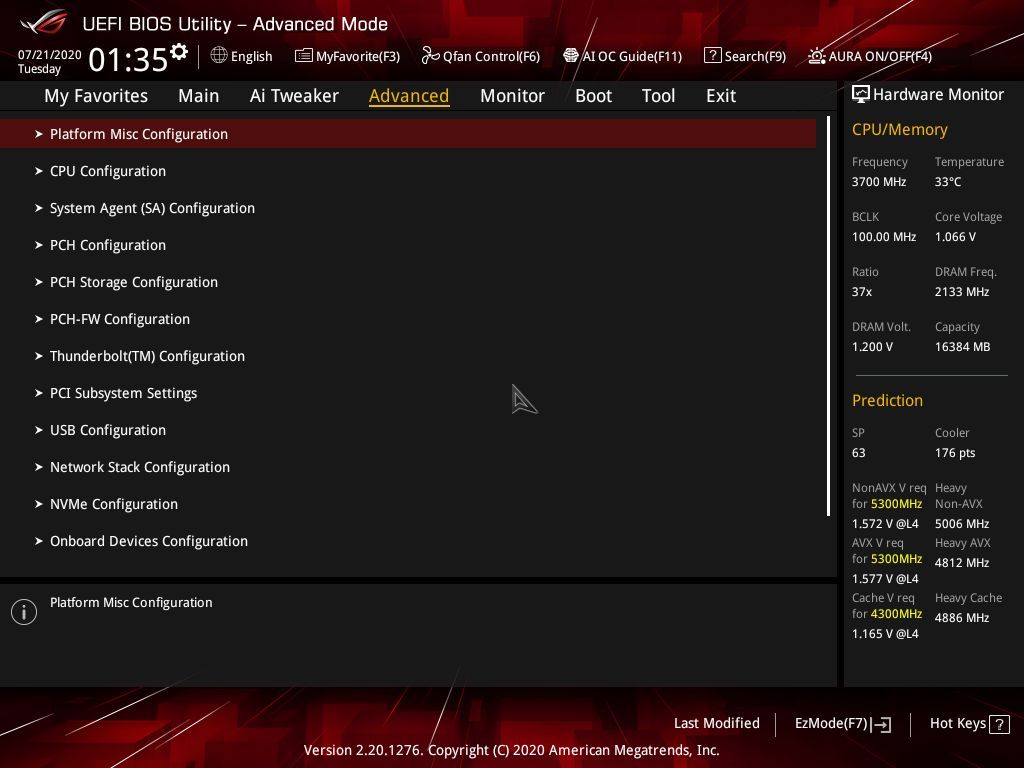Asus ROG Strix Z490-E BIOS