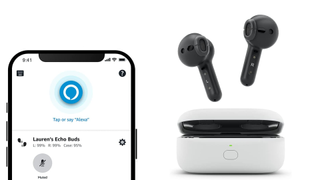 Echo Buds and Amazon app on iPhone