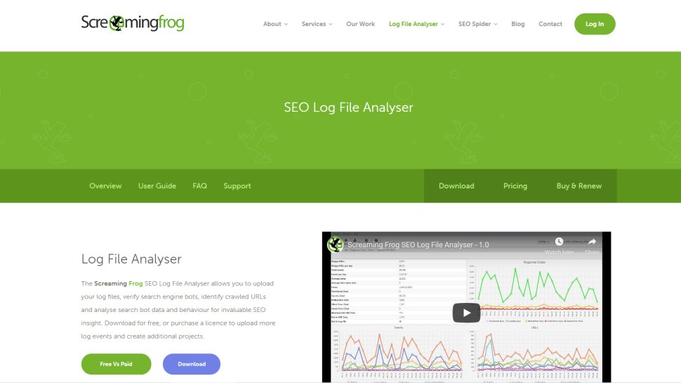 Website screenshot for Screaming Frog Log File Analyzer