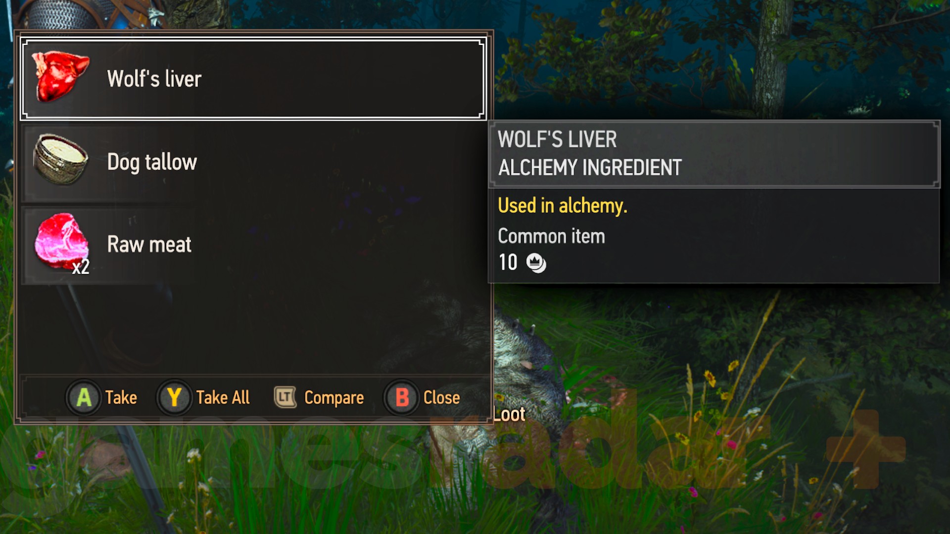 Merged loot in The Witcher 3.