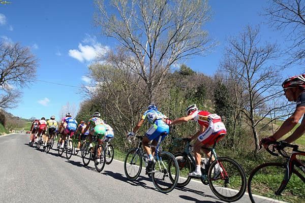 Renaud Dion gets a friendly push from Paolo Longo Borghini.