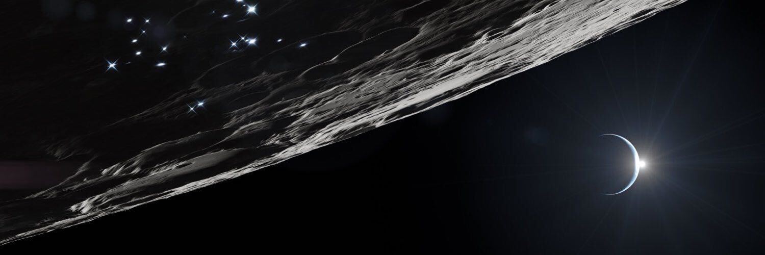 A view of Earth over the moon's surface.