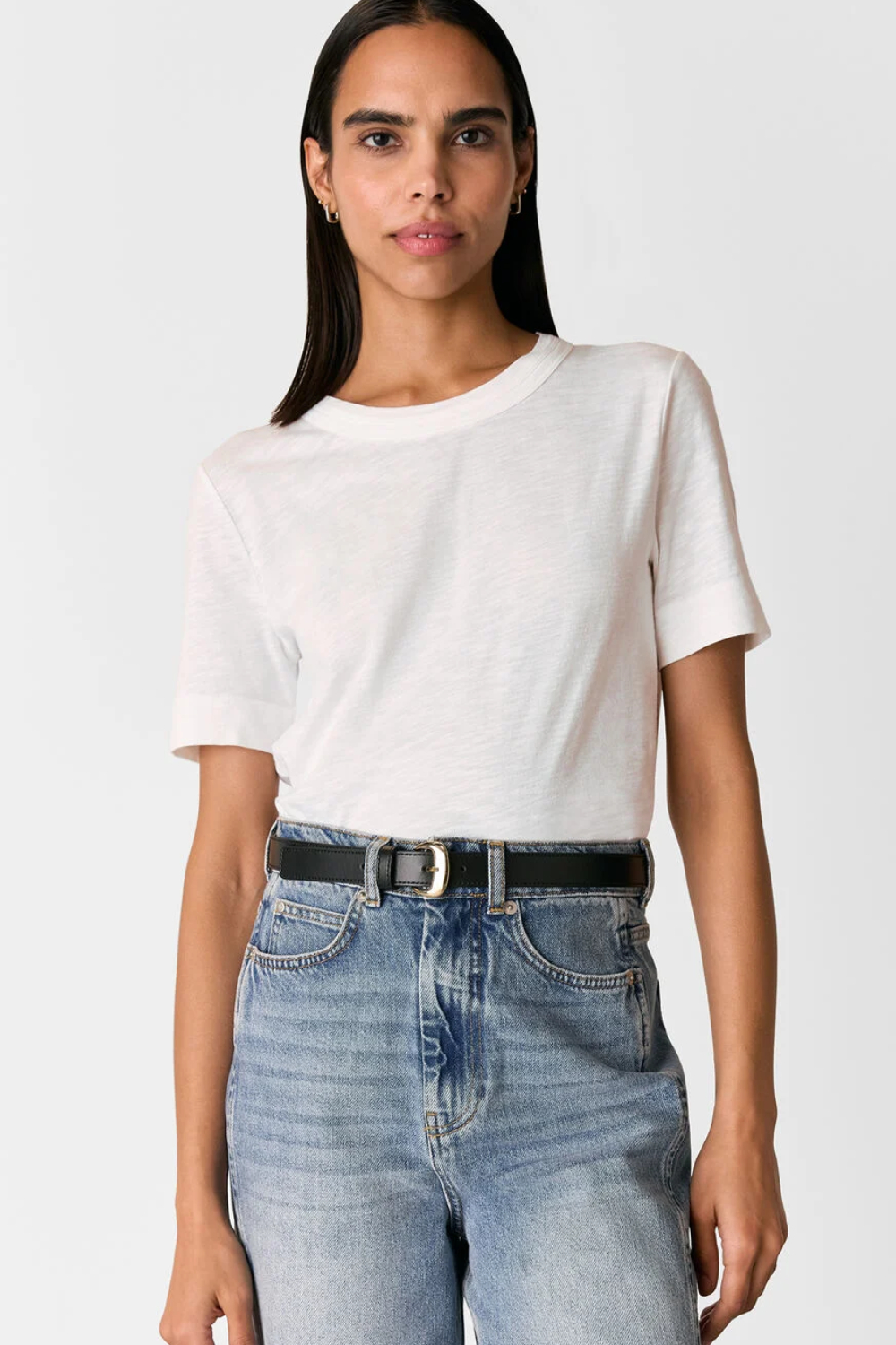 White Rosa Double Trim T-Shirt