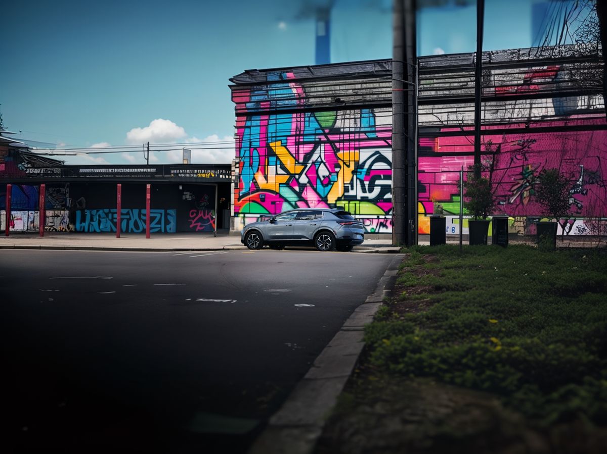 Chevrolet Equinox EV parked in a building setting.