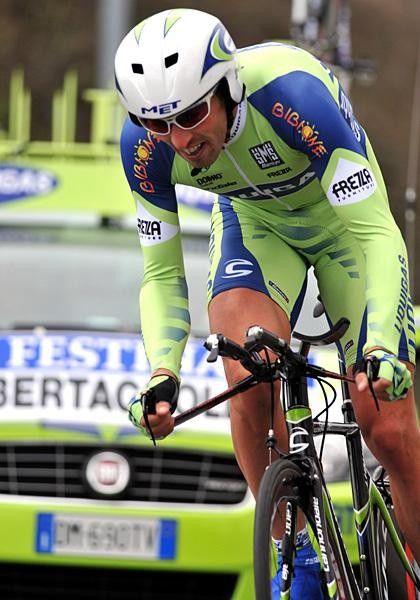 Italian Leonardo Bertagnolli (Liquigas) off and running for the first day of Paris-Nice.