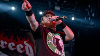 Jamey Jasta onstage with Hatebreed in 2022