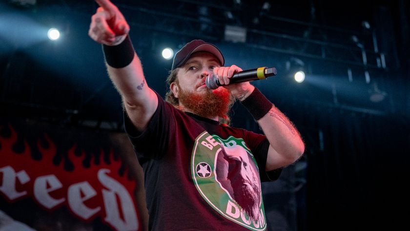 Jamey Jasta onstage with Hatebreed in 2022