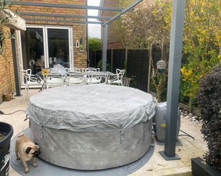 Lay-Z-Spa Zurich tub in grey, in back garden