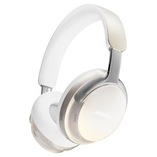 Render of the Bose QuietComfort Ultra Wireless ANC Headphones in white and gold on a white background.