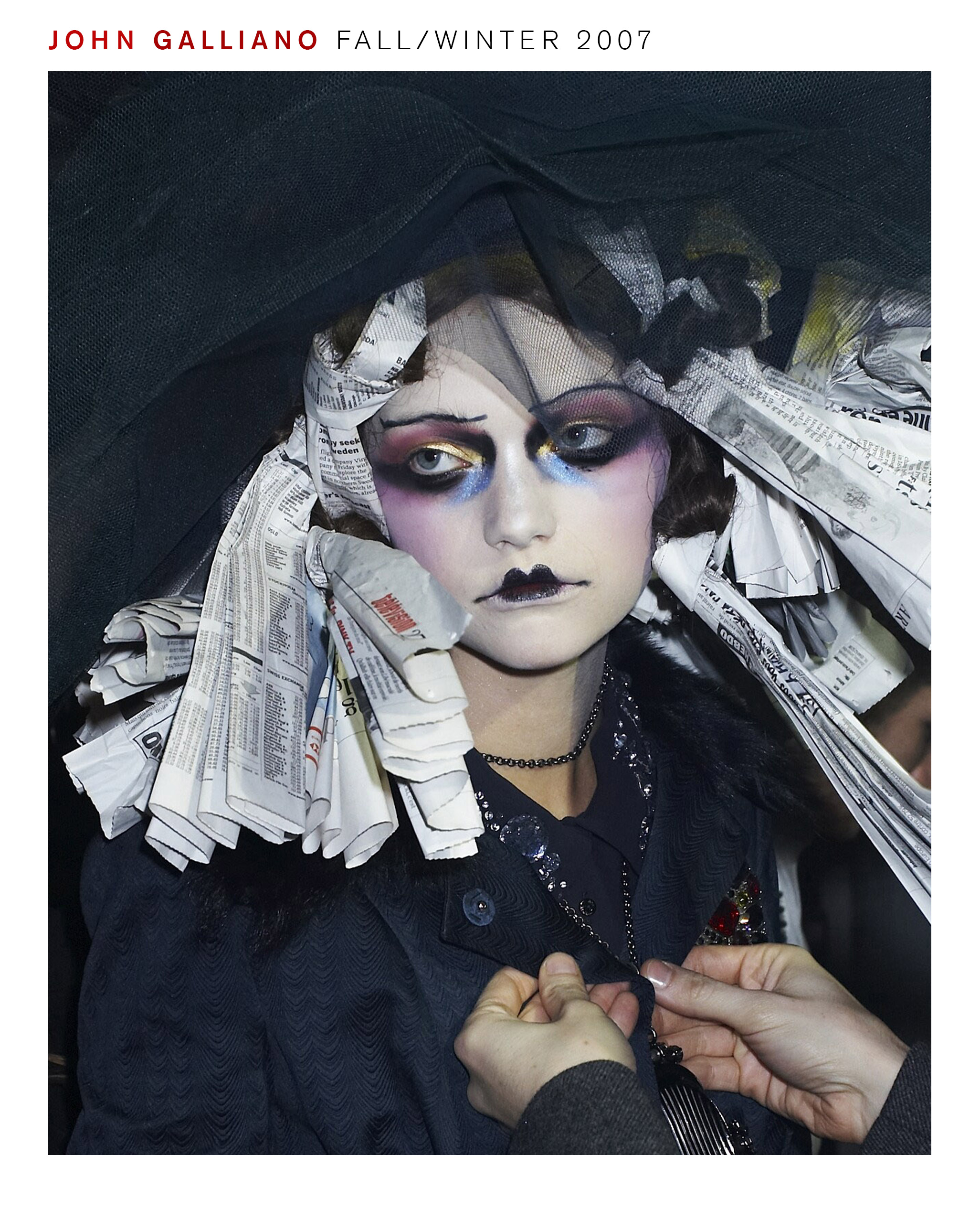 Model wearing Pat McGrath makeup look for John Galliano fall/winter 2007 show.