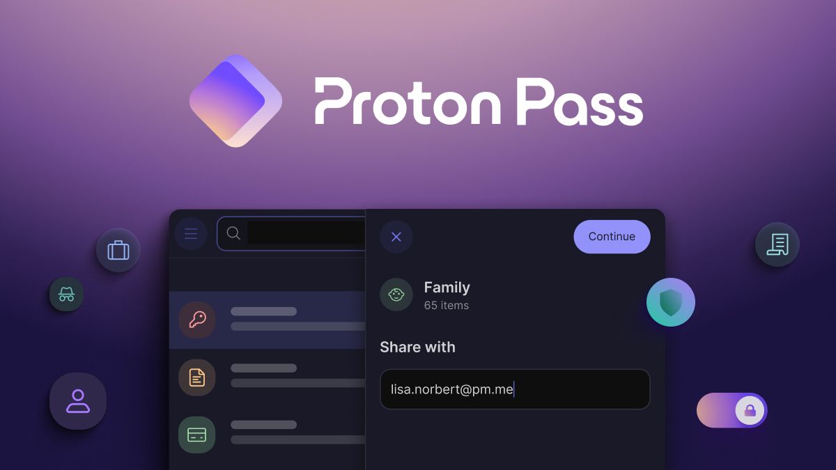 Proton Pass secure sharing feature promo visual