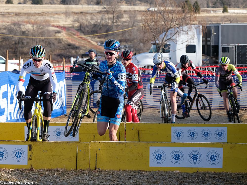 Ben Gomez Villafane rode the barriers while the rest of the leaders dismounted