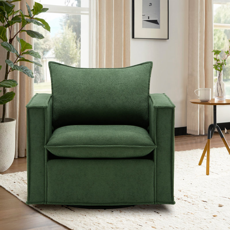 Nanjing Hengning Home Furnishing Co., Ltd. Velvet Swivel Chair - Plush Upholstered Armchair W/ 360&amp;deg; Rotation &amp;amp; Sturdy Base, 136kg &amp;amp; Reviews | Wayfair.co.uk
