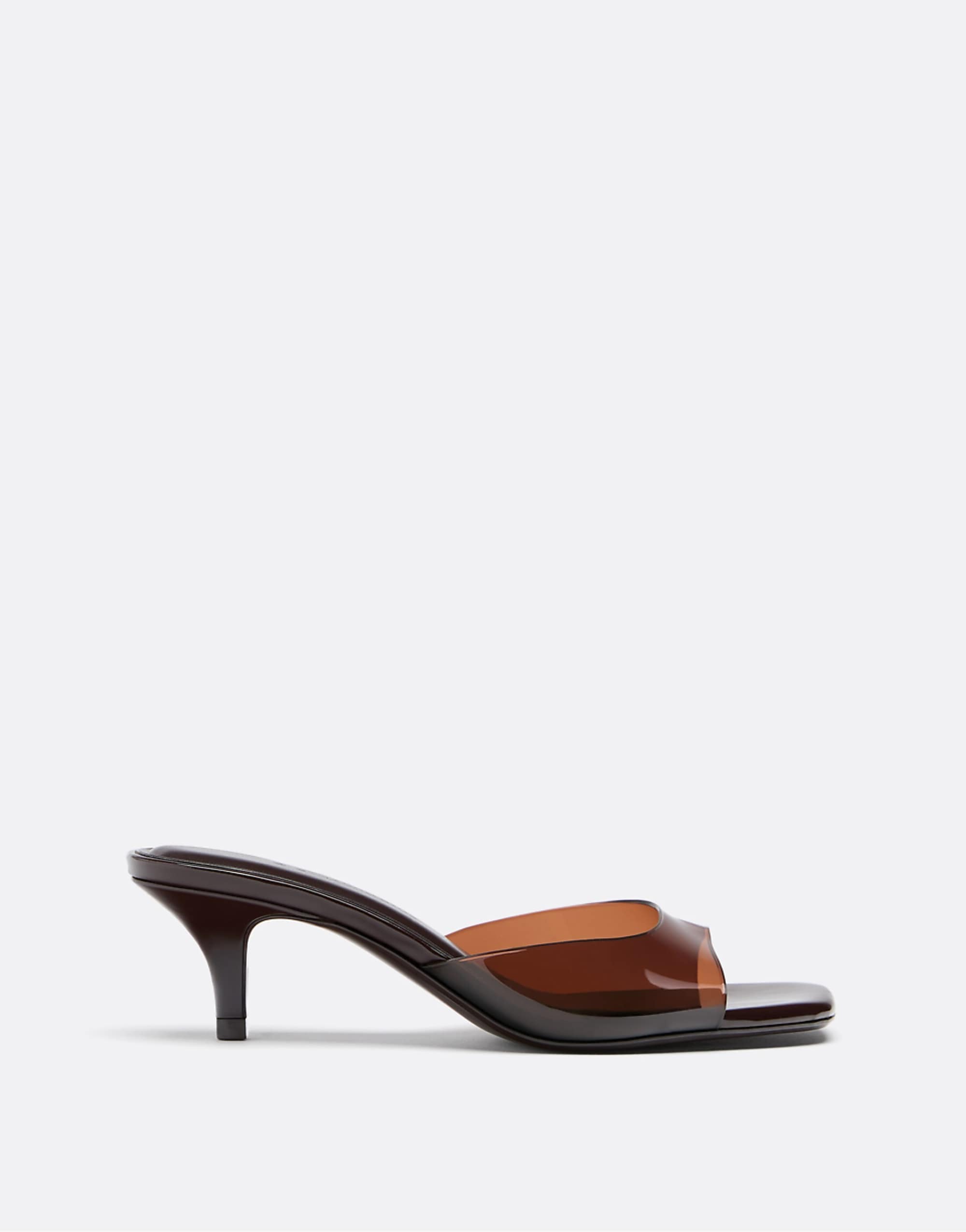 Stradivarius Kitten Heel Sandal in Clear Brown in Brown
