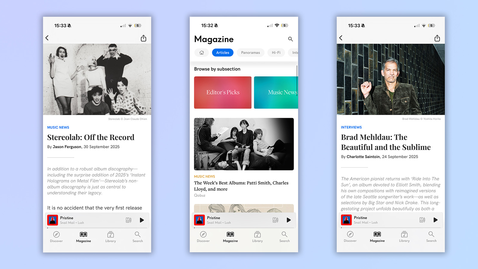 a screenshot from the qobuz music magazine in the app showing a brief snippet of the content