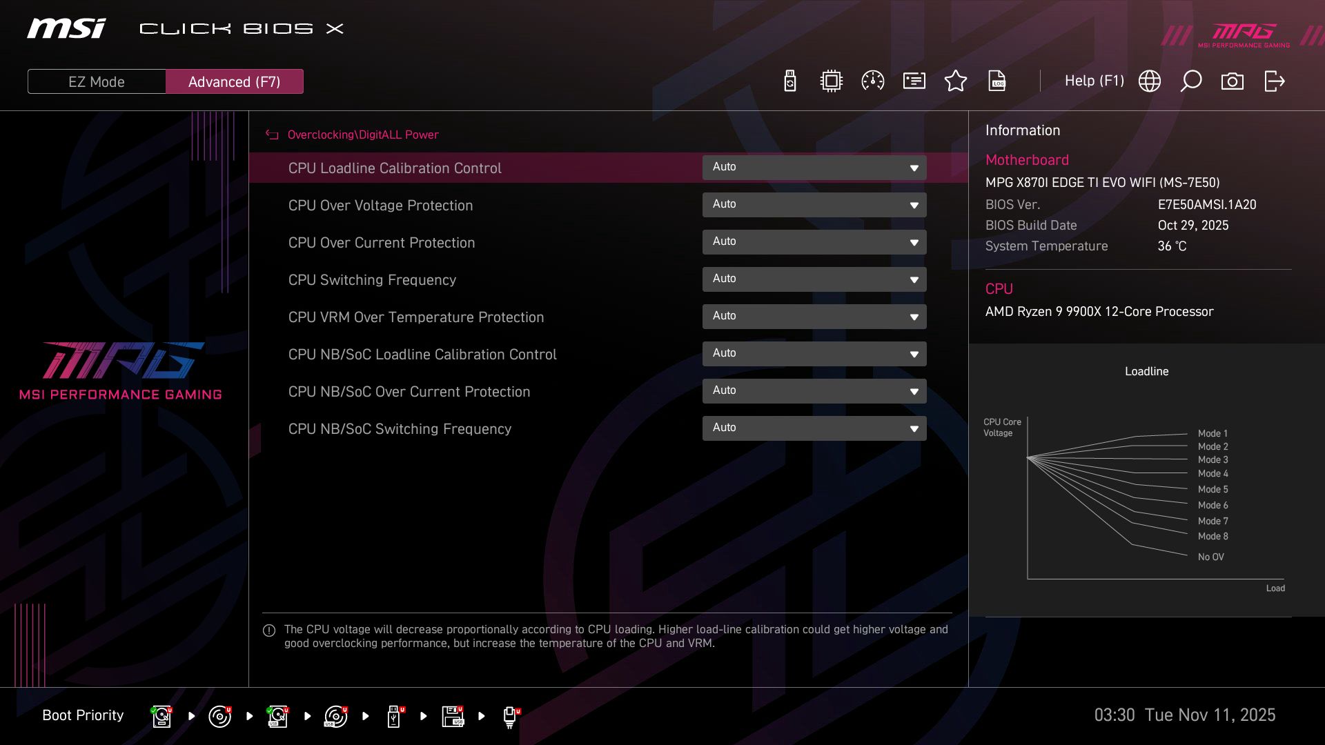 MSI X870I Edge Ti Evo Wifi - BIOS