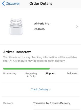 AirPods Pro shipping confirmation