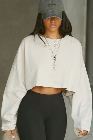 Joah Brown Slouchy Crop Long Sleeve 