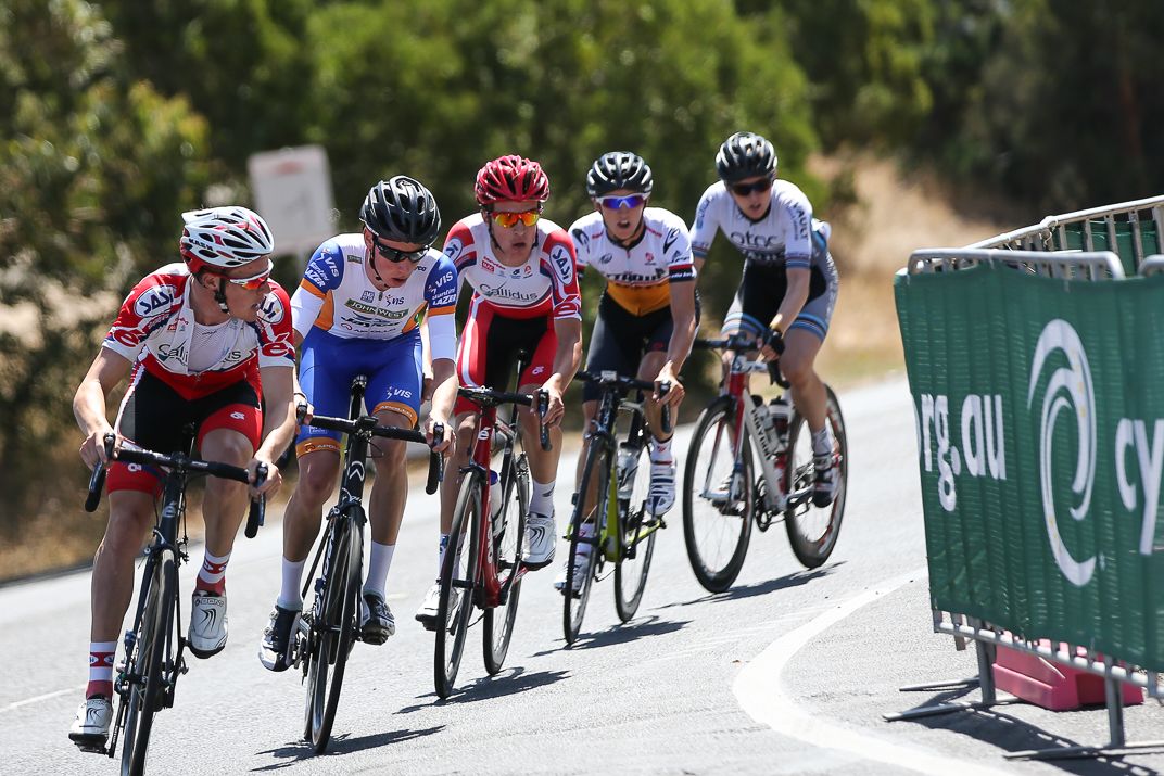 Callum Scotson leading a chase group