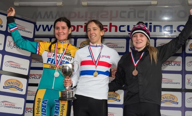 Nikki Harris, Helen Wyman and Annie Last share the podium.
