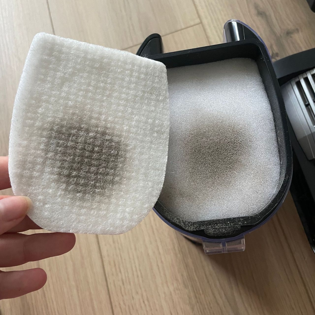 Dirty filters of the Shark Stratos Cordless Vacuum