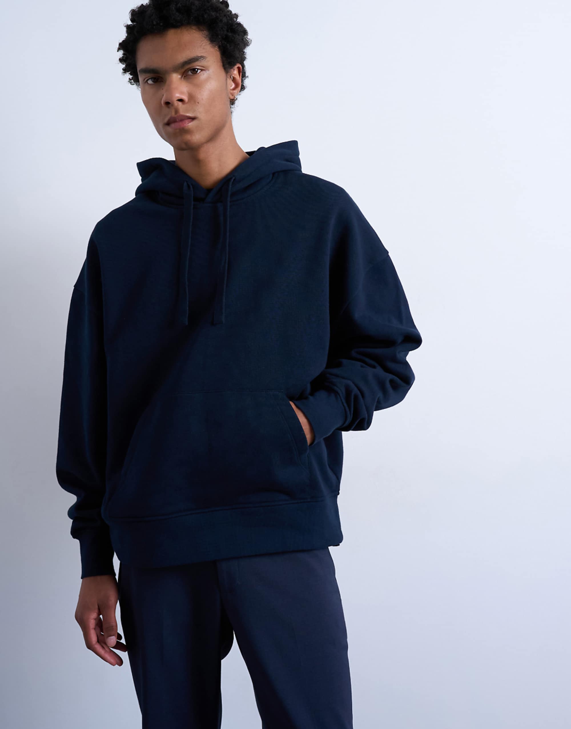 Topman Heavyweight Oversized Hoodie in Navy