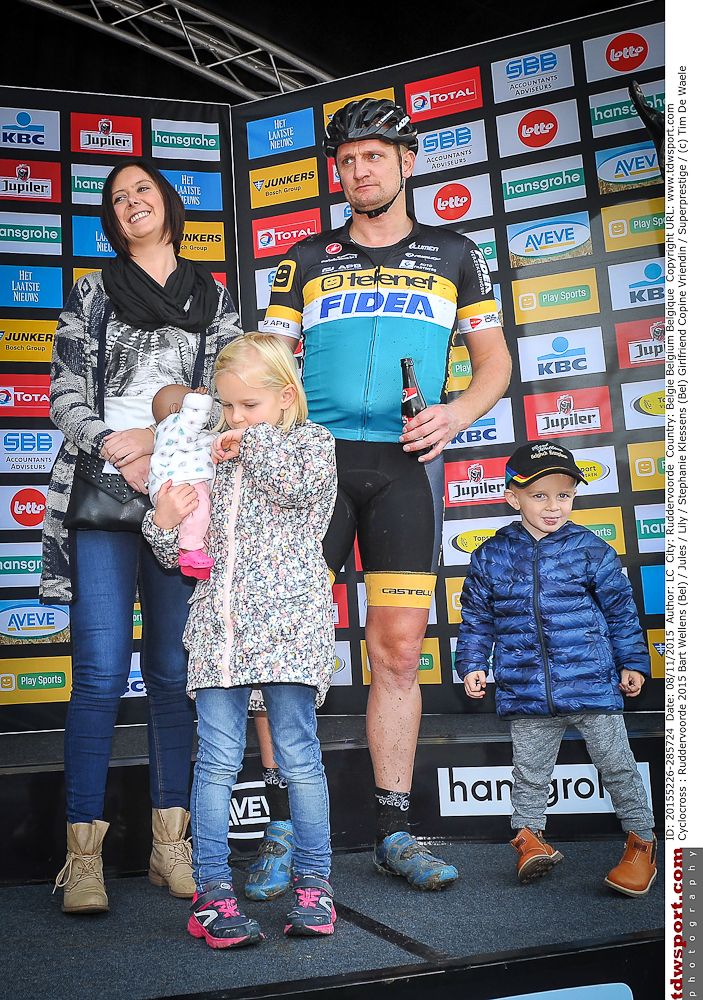 Bart Wellens celebrates on the Ruddervoorde podium.