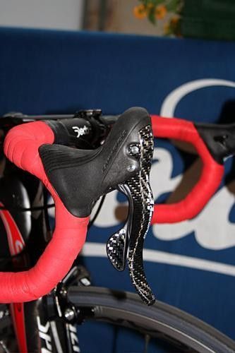 The new redesigned Ergopower lever has a much larger and more comfortable hood as well as a longer brake lever.