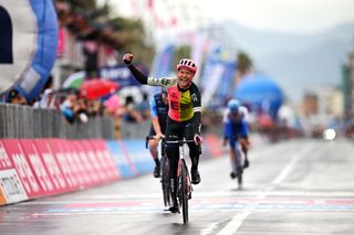VIAREGGIO ITALY MAY 16 Magnus Cort of Denmark and Team EF EducationEasyPost celebrates at finish line as stage winner during the 106th Giro dItalia 2023 Stage 10 a 196km stage from Scandiano to Viareggio UCIWT on May 16 2023 in Viareggio Italy Photo by Stuart FranklinGetty Images