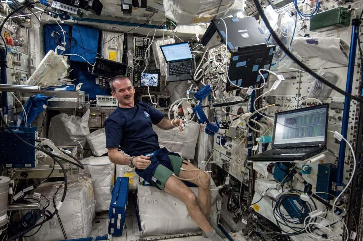 Canadian Astronaut Chris Hadfield Performs BP Reg Experiment