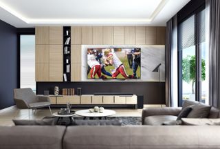 Smart TV shows football game in living room