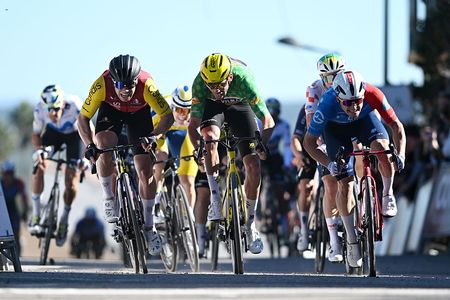 Vuelta a Andalucia stage 3: Milan Fretin (l) takes the win in a three-way duel