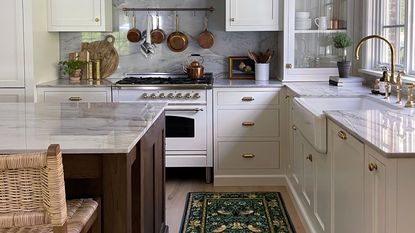 White kitchen with ruggable runner