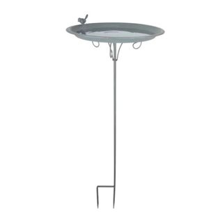 Fallen Fruits Grey Metal Bird Bath On Stick