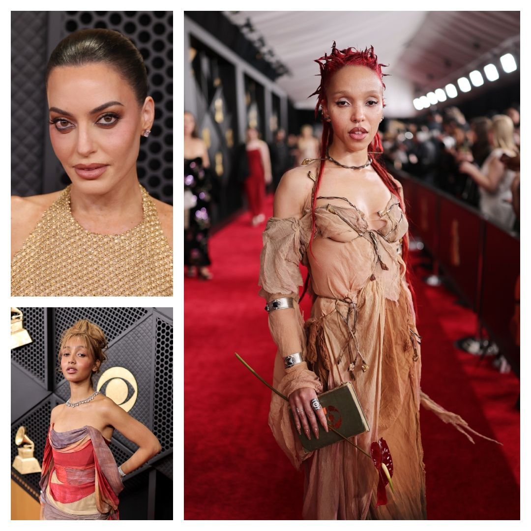 collage of best looks from the grammys