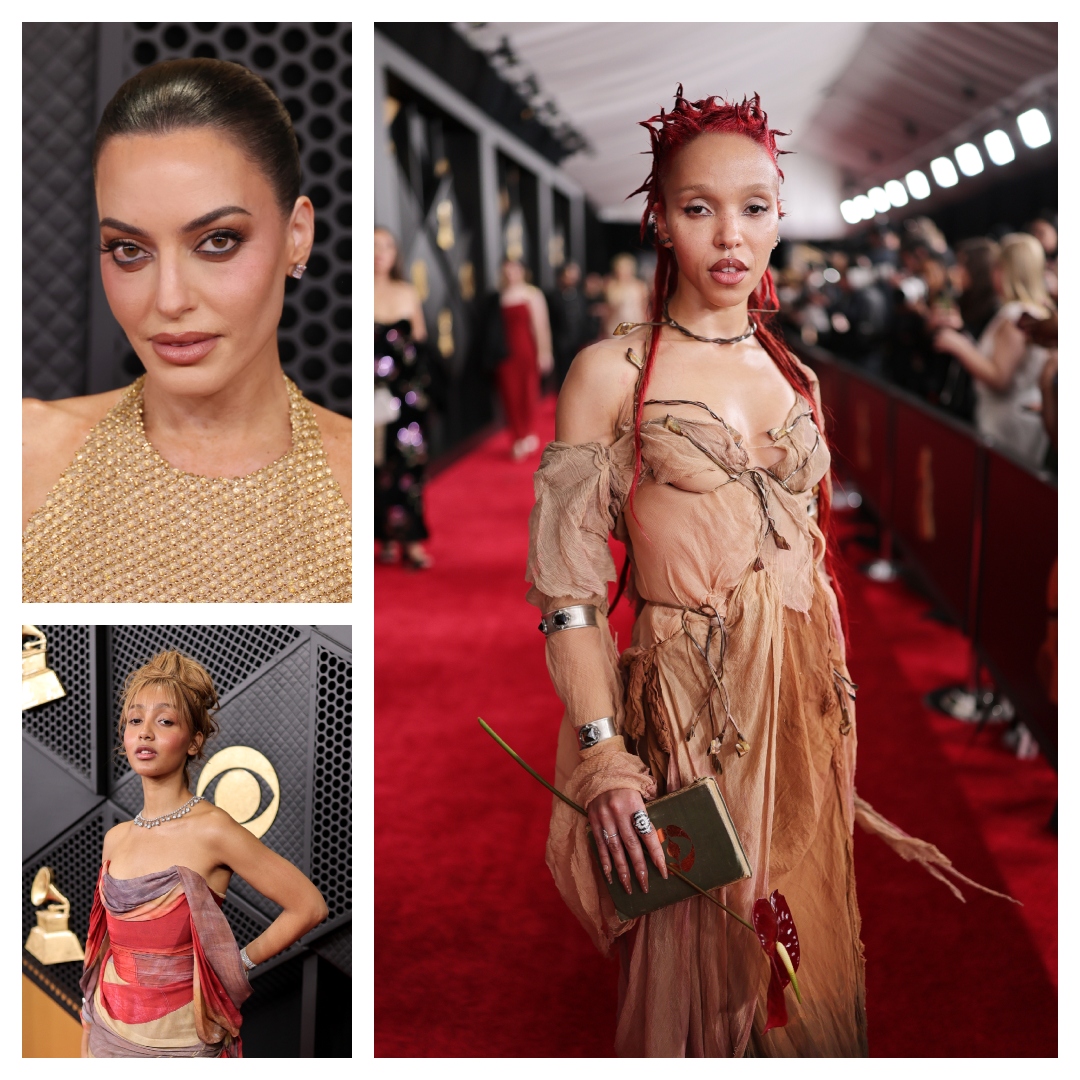 collage of best looks from the grammys