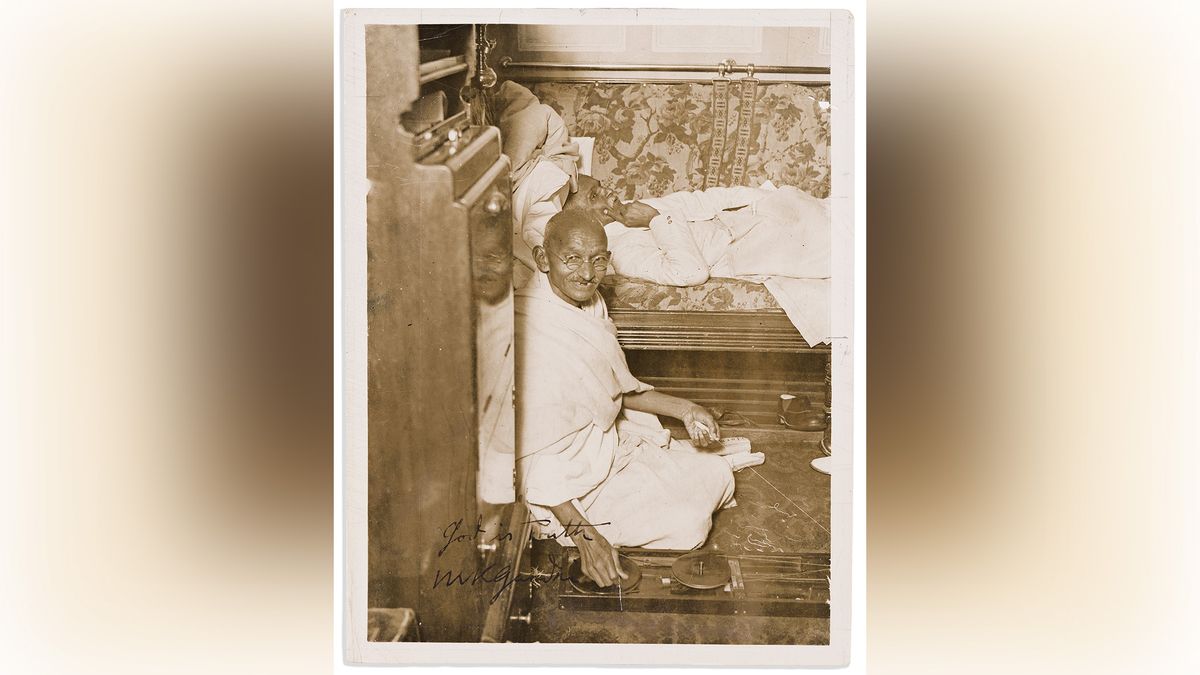 Portrait of Mahatma Gandhi.