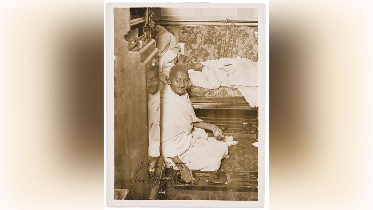 Portrait of Mahatma Gandhi.