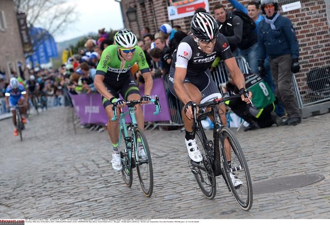 Cancellara puts in an attack on the Oude Kwaremont, and is marked by Vanmarcke