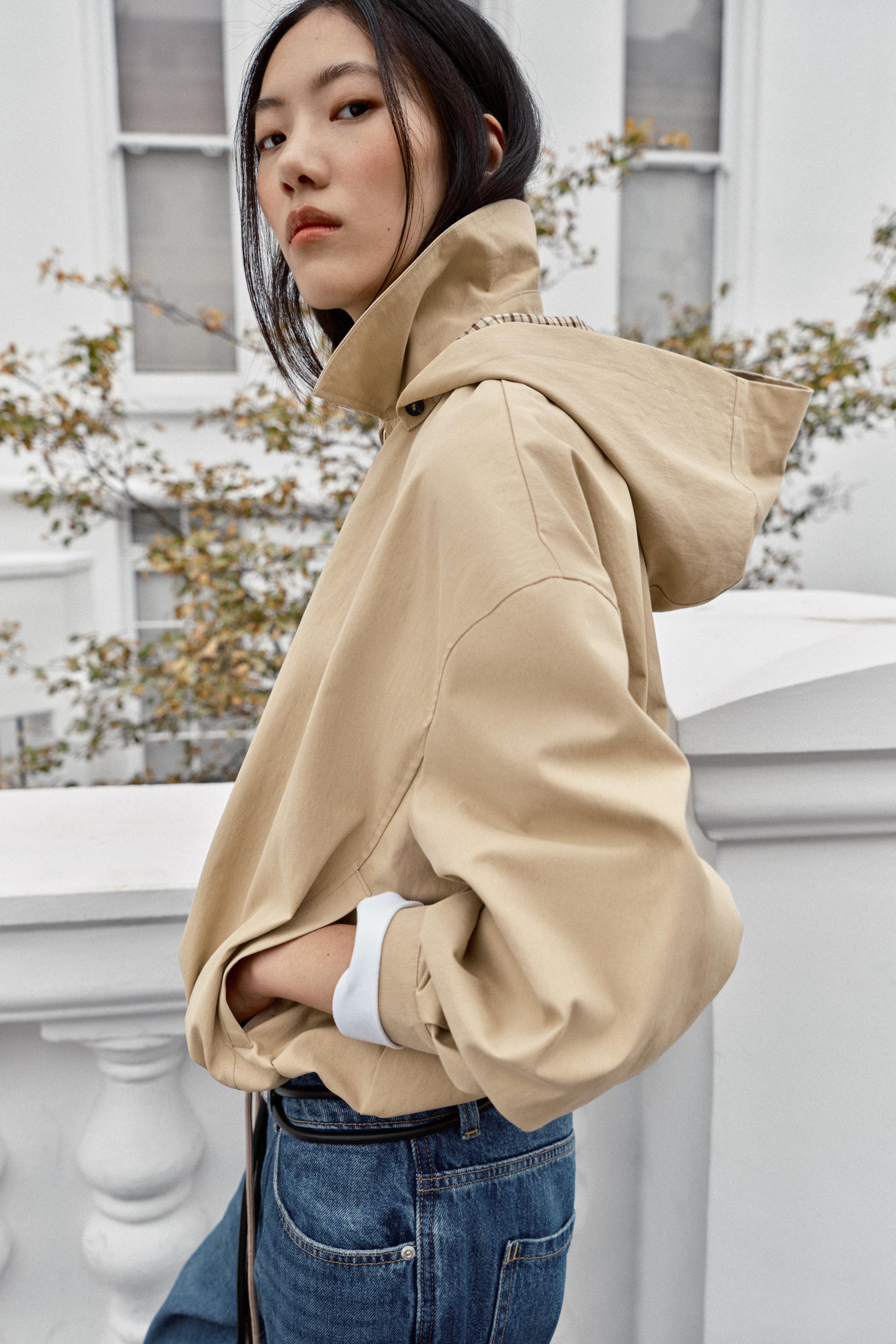 Detachable Hood Jacket - Taupe Brown - Xs