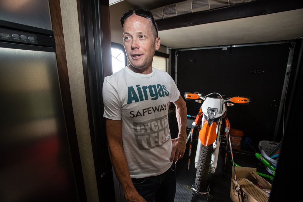 Horner says he never leaves home without one of his motorcycles on board.