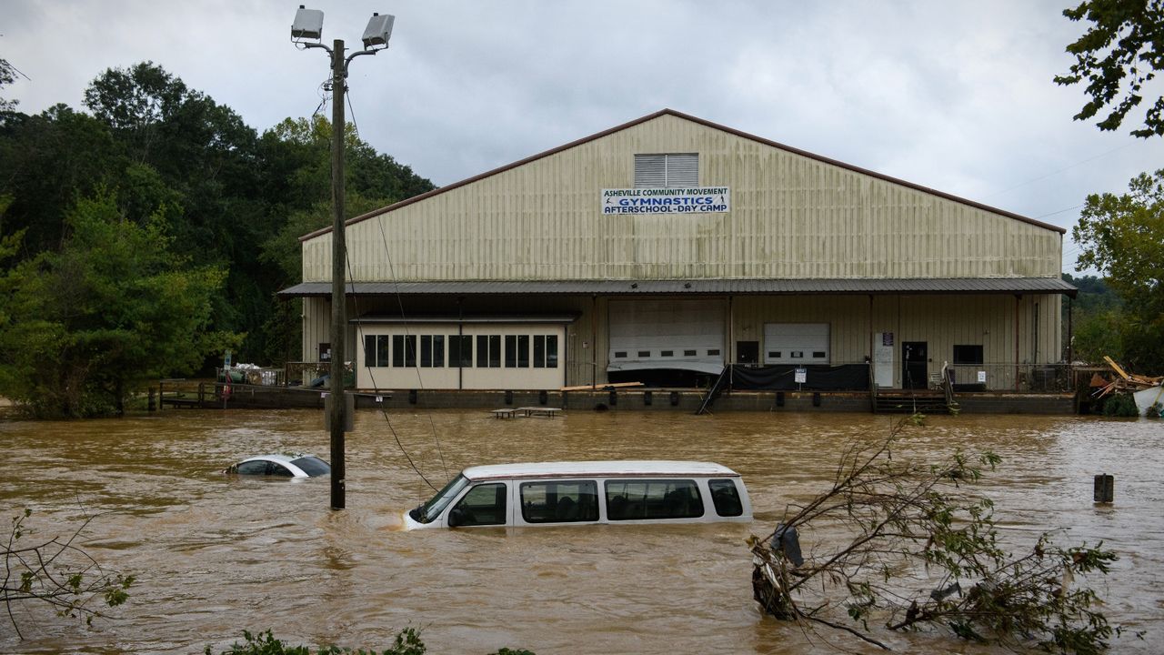 Flooding in Asheville, North Carolina, from Hurricane Helene