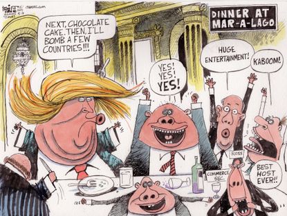 Political Cartoon U.S President Trump Mar-a-Lago national security